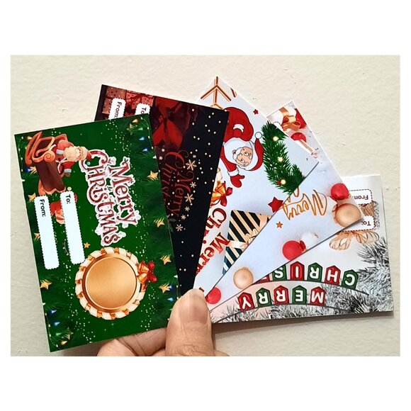 Christmas Scratch-Off Game Cards – Unique Cash Gift for Holidays Set of 10 - Picture 1 of 5
